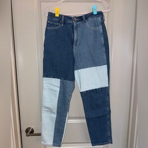 Hollister Color block Patchwork Ulta High-Rise Mom Jeans